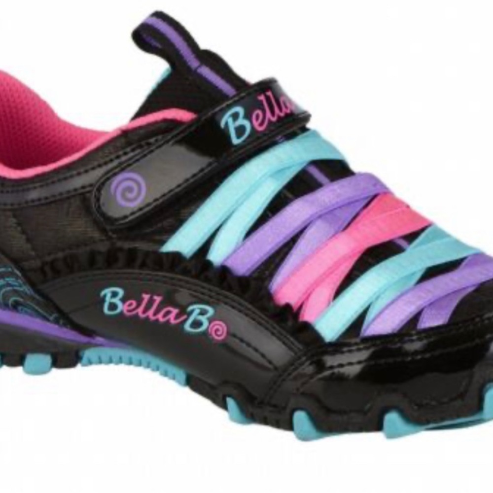 Sketchers black with multicolored ribbon shoes
